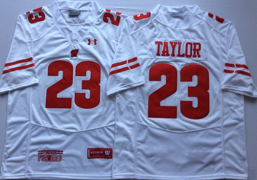 Men Wisconsin Badgers 23 Taylor White NCAA Jerseys